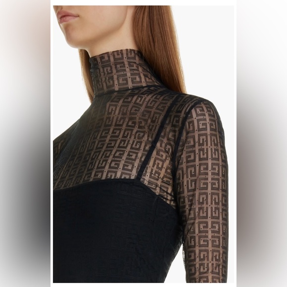 Givenchy 4G Tully Overlay Long Sleeve Dress with Rhinestones - Picture 4 of 9